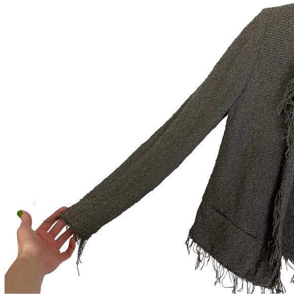 IRO Shavani Boucle Fringe Blazer Jacket Size 38 = US size 6 / Small Steel Gray - Picture 6 of 16